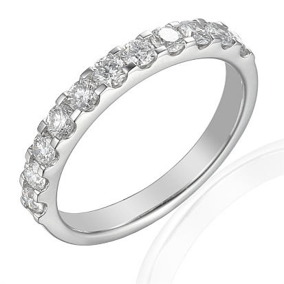 18ct White Gold Micro setting half eternity ring 14 brilliant cut diamonds  Newbridge Silverware