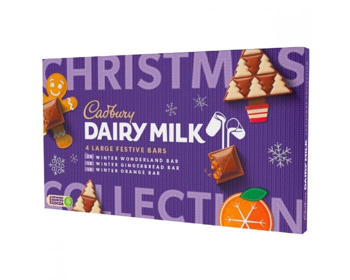 Cadbury Dairy Milk Winter Edition Bar, Cadbury Dairy Milk Gingerbread and Cadbury Dairy Milk Winter Orange Bars