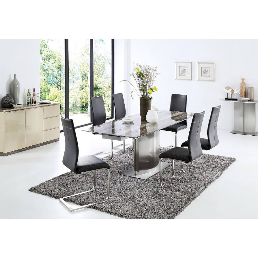 Casa Wave Dining Table &amp; 6 Chairs Dining Set | Leekes