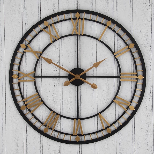 Pacific Lifestyle Antique Metal Round Wall Clock, Bronze &amp; G