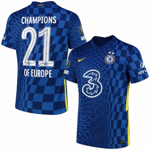 21-22 Chelsea Home Shirt + Champions of Europe 21 Printing Bundle