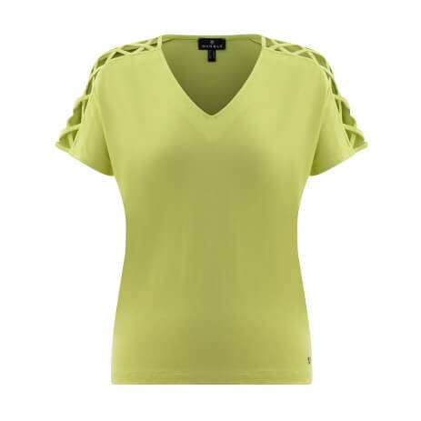 Marble V-Neck Top With Criss Cross Detail Lime 2