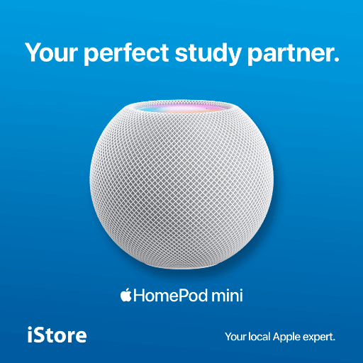 May be an image of ball and text that says "Your perfect study partner. HomePod mini iStore Your local Apple expert."