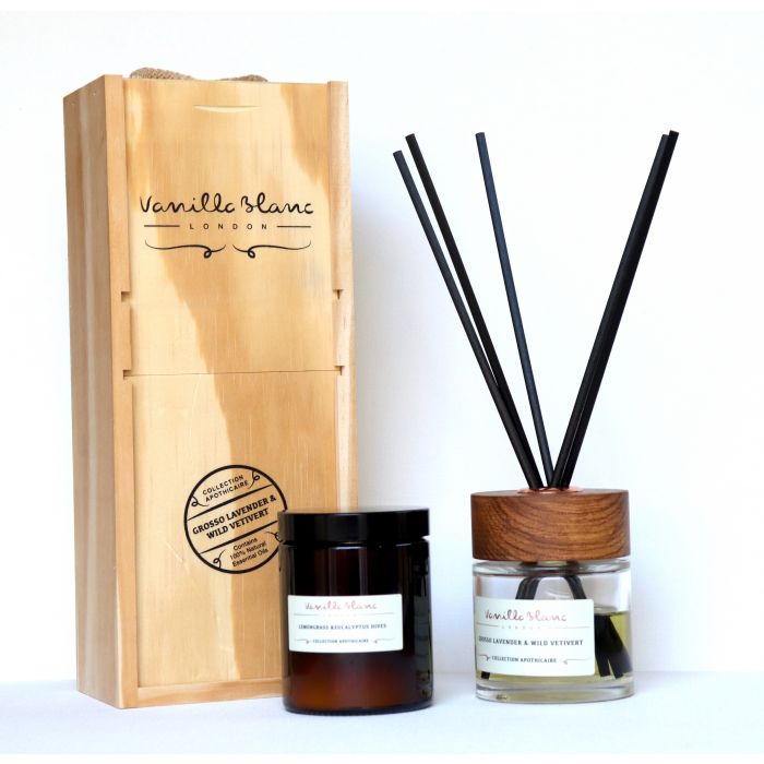 Vanilla Blanc Apothicaire Collection 120ml Candle & 100ml Diffuser Gift Set - Grosso Lavender & Wild Vetivert 