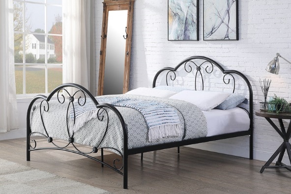 Whitby Vintage Style Black Metal Bed Frame Single / Double / King Sizes