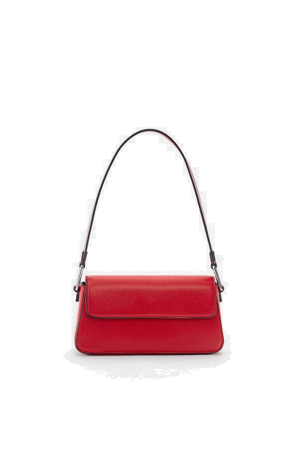 Mini shoulder bag with flap, RED