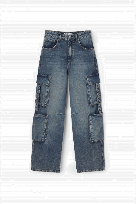 Multi-pocket cargo jeans, DARK BLUE