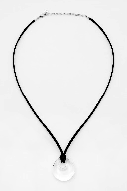 Necklace cord transparent pendant, BLACK