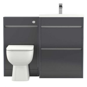 City Grey Gloss 1100mm 2 Drawer Vanity Unit Toilet Suite