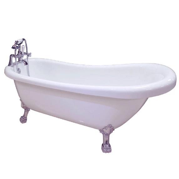 Kensington 1710mm x 740mm Single Ended Freestanding Slipper Roll Top Bath with Chrome Square Feet