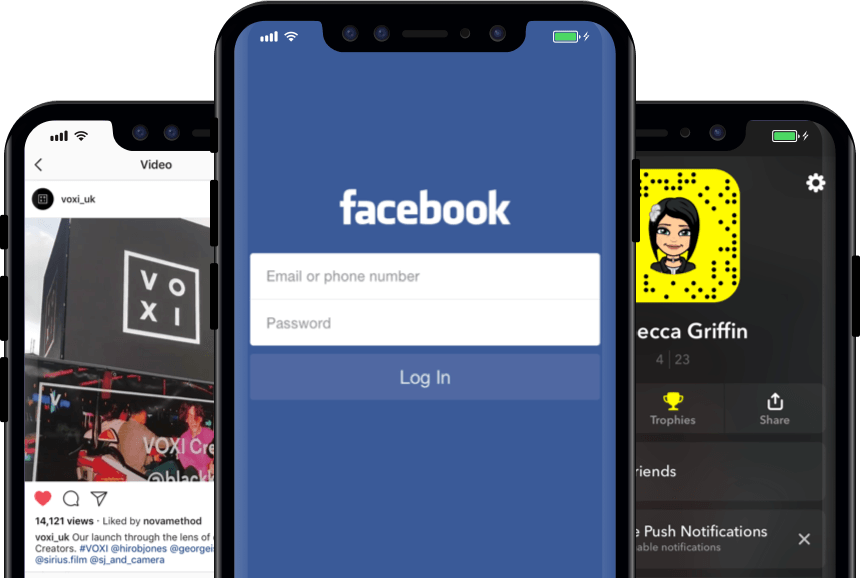 Social media iPhones