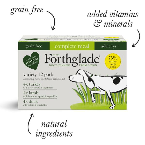 Turkey, duck & lamb natural wet dog food - variety pack (12x395g)