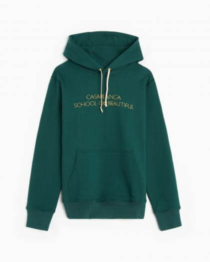 Casablanca School of Beautiful Embroidered Men's Hoodie - MS21-JTP-003-DARK-GREEN-SCHOOL-OF-BEAUTIFUL - 0