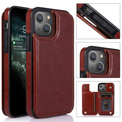 iPhone 13 Case Wallet Brown - Techhuset.se