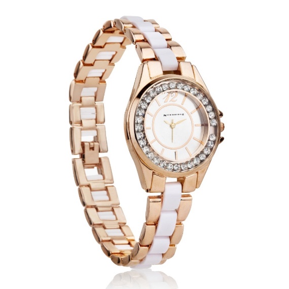Newbridge Silverware Ladies Watch Round Face (Rose) Clear Stones 1