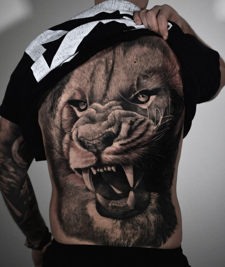 Lion Back Tattoo