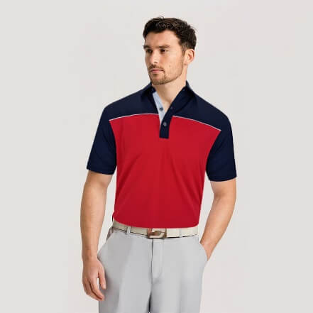 BLOCK PIQUE POLO RED | NAVY