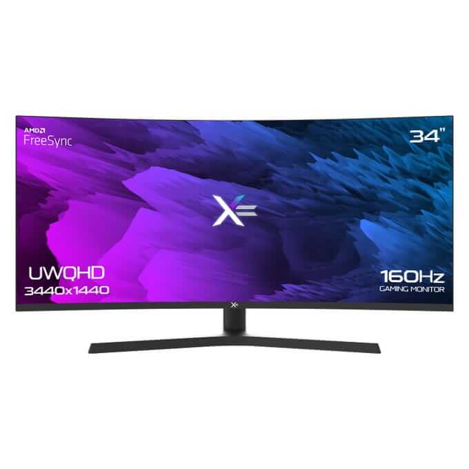 X= XG34UWQ 34" VA 3440x1440 160Hz FreeSync/G-Sync Ultrawide 1500R Curved Gaming Monitor with speakers