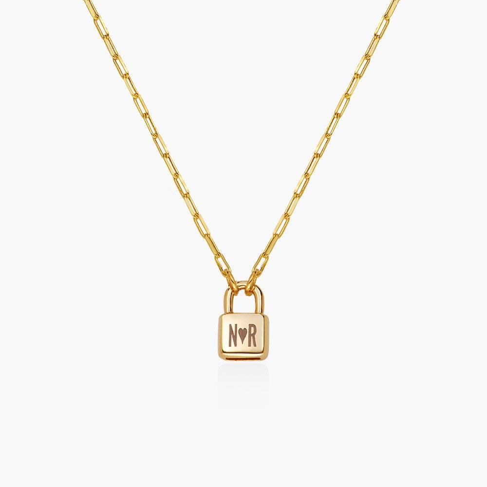 Initial Lock Necklace - 14k Solid Gold product photo