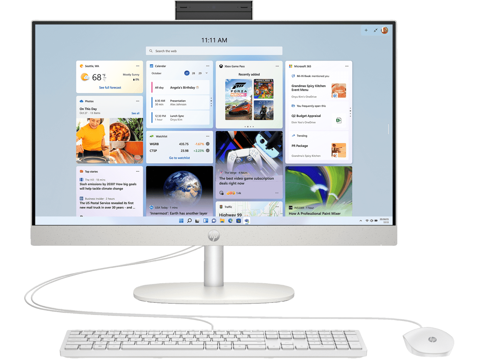 HP 23.8 inch All-in-One Refurbished Desktop PC 24-cr0002a - 23.8" - Shell white (911K7PAR)