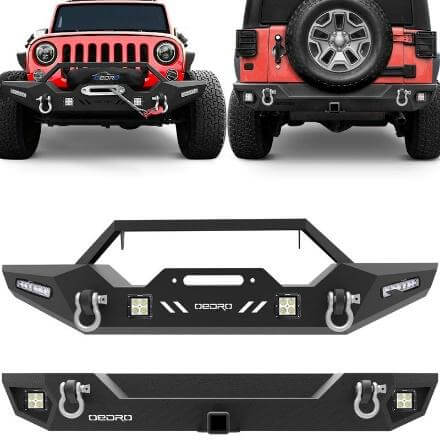 Jeep front rock crawler bumper, 2018 wrangler rear bumper, front bumper combo with the rear bumper, wrangler front and rear bumpers