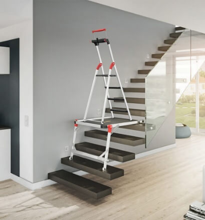 Hailo L100 4-step wide aluminum stepladder + TP1 platform