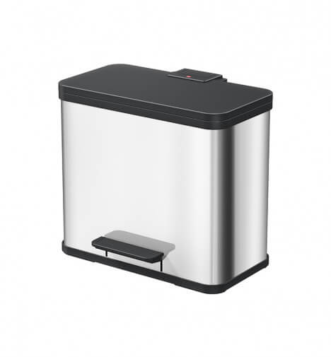 Hailo Öko Duo Plus L stainless steel 2-bin pedal recycling bin (17+9)