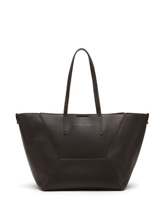 brunello cucinelli - Calf leather shopper bag in dark brown