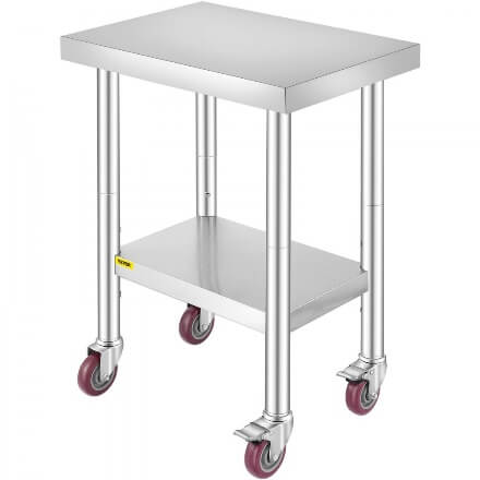 VEVOR Work Table 609.6 x 457.2 x 863.6 mm Stainless Steel Catering Work Table 100 kg Load Capacity Food Preparation Table Commercial Work Table