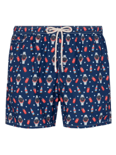 Lightweight fabric swim shorts Lighting with watch print - MC2 Saint Barth