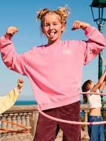 0 Lineup Brushed - Oversized Sweatshirt for Girls 4-16 Pink ERGFT04021 Roxy