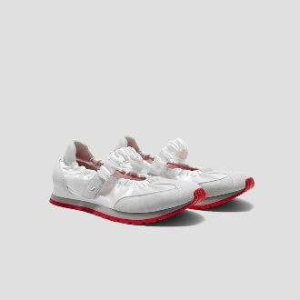 Round-Toe Satin Mary Janes (Ayla), WHITE/OFF GREY, EU40 | VIVAIA