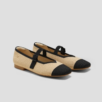 Square-Toe Mary Janes (Margot™ Mary Jane), Nude Peach & Black, EU35 | VIVAIA