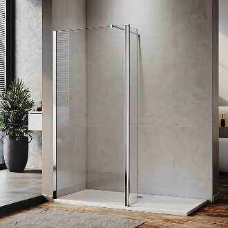 ELEGANT 800mm 8mm Easy Clean Nano Glass Shower Panel + 300mm Flipper/Return Panel