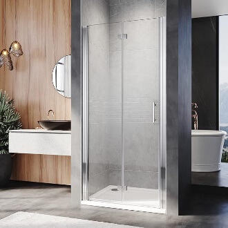 Frameless bifold shower door, shower scree