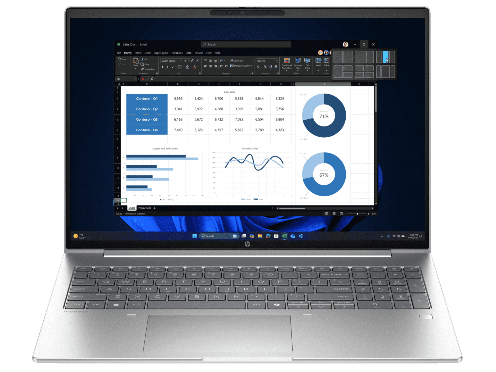 HP ProBook 4 G1ah 16 inch Laptop PC, Silver - 16-inch - Pike Silver (C86MCPA)