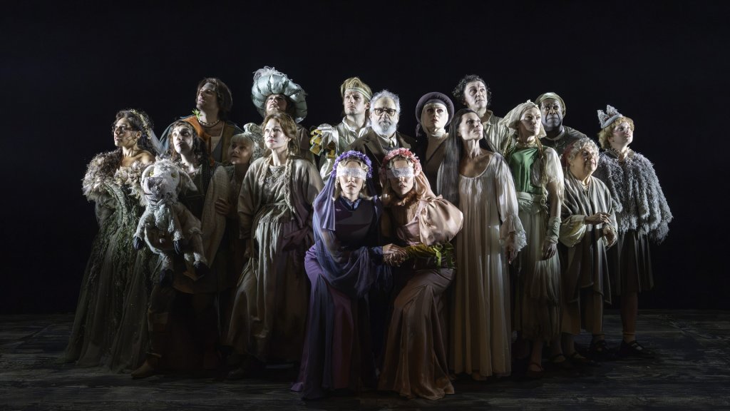 The company of Into the Woods on stage in London