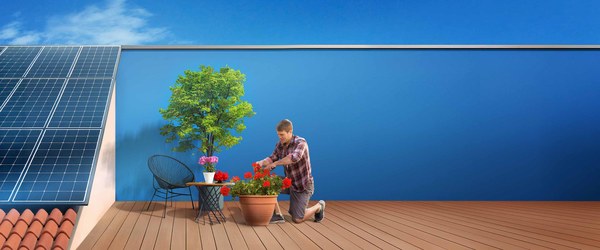 Solar panels on a terrace roof, from the A2A Solare page