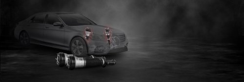Luxury saloon with highlighted front air struts and a pair of replacement air struts