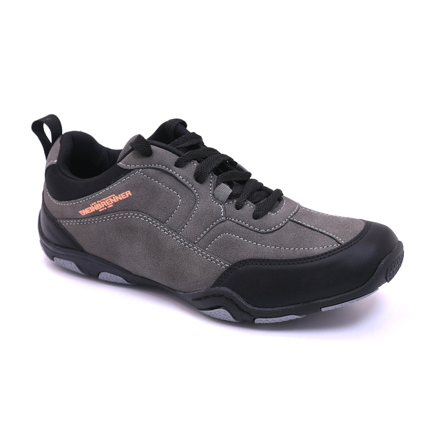 Grey and black Weinbrenner outdoor-style lace-up shoe with a rugged rubber sole