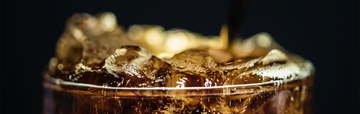 Close-up of ice cubes in a cold drink