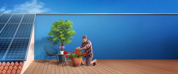 Solar panels on a terrace roof, from the A2A Solare page