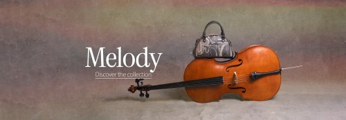 Anekke Melody collection bag displayed beside a cello in the official campaign image