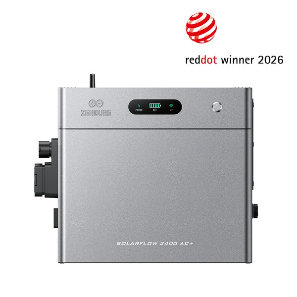 Zendure SolarFlow 2400 AC+ AC-coupled storage unit with red dot badge