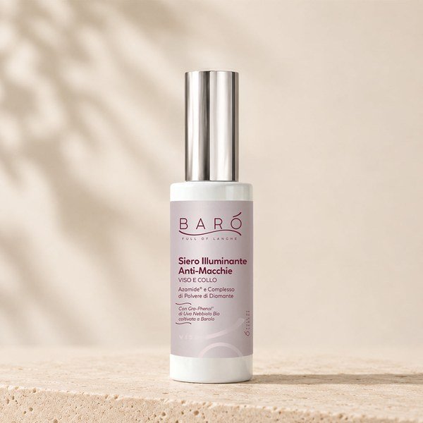Baro Siero Illuminante Anti-macchie brightening serum bottle with a silver cap