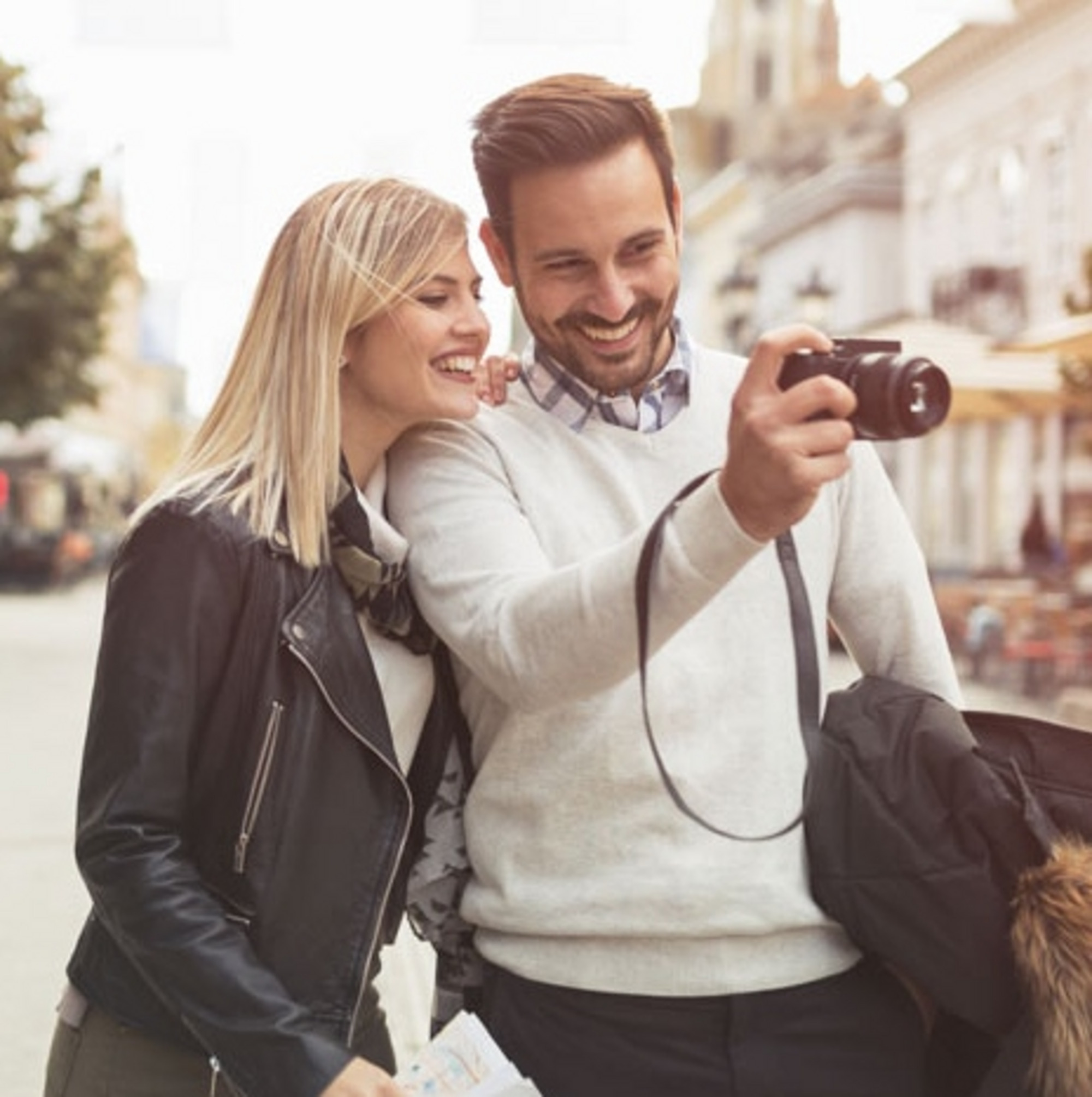 Couple exploring a city during a Best Western hotel stay