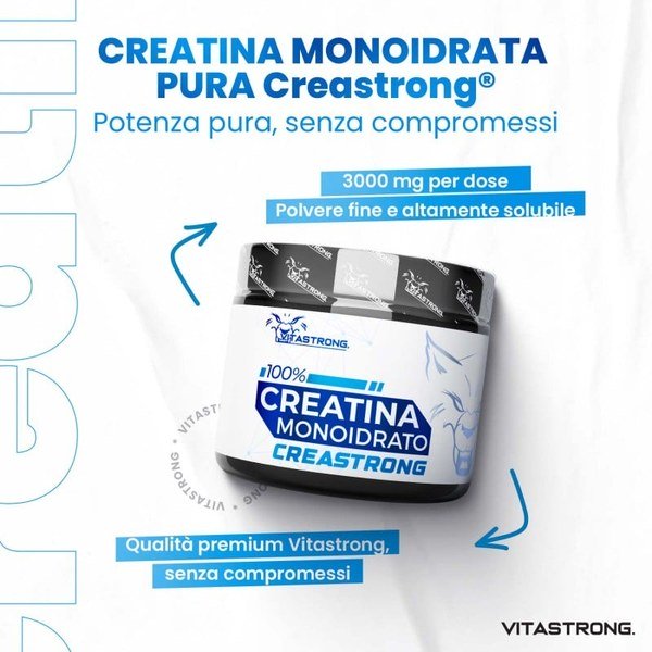 Tub of Vitastrong Creastrong pure creatine monohydrate powder