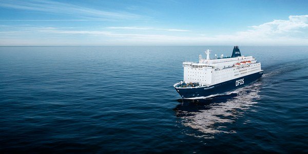 A DFDS ferry at sea on the Newcastle to Amsterdam route