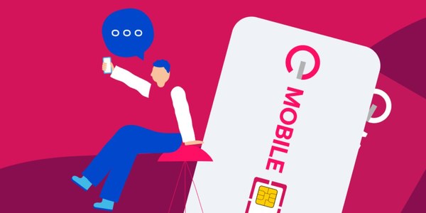 Illustration of a person holding a large Enel Mobile SIM card