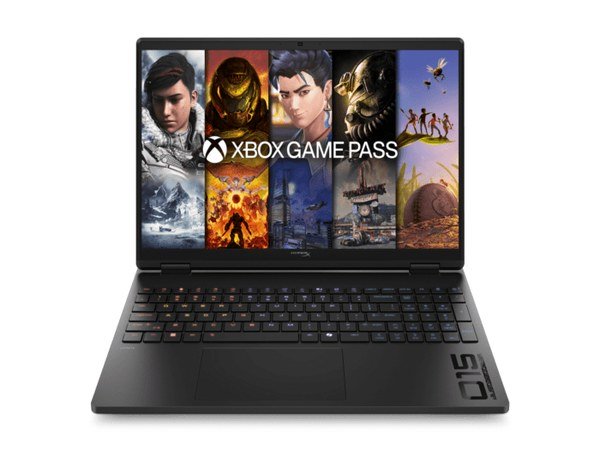 HyperX OMEN 15 gaming laptop with a game library on screen
